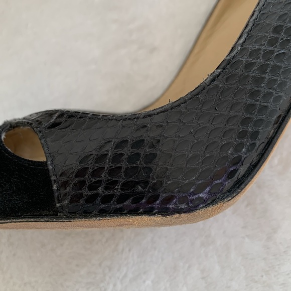 Jimmy Choo black suede watersnake skin pumps - Picture 9 of 17